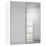 SCHWEBETÜRENSCHRANK 201/223/68 cm 2-türig Grau, Weiß  - Alufarben/Weiß, KONVENTIONELL, Glas/Holzwerkstoff (201/223/68cm) - Novel