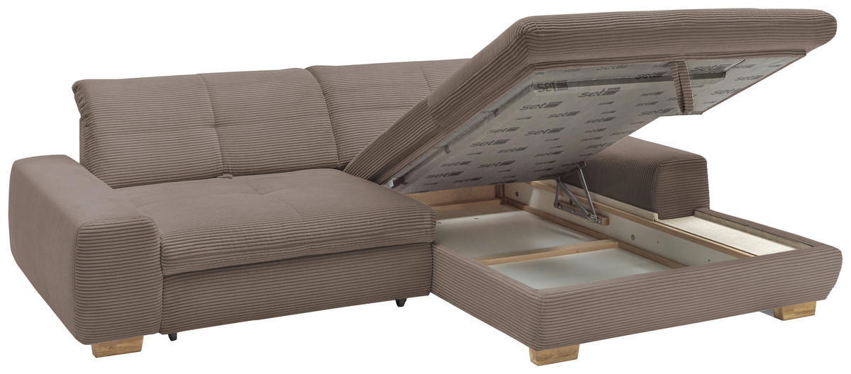 ECKSOFA Greige Cord  - Greige/Eichefarben, Design, Holz/Textil (276/198cm) - SetOne by Musterring
