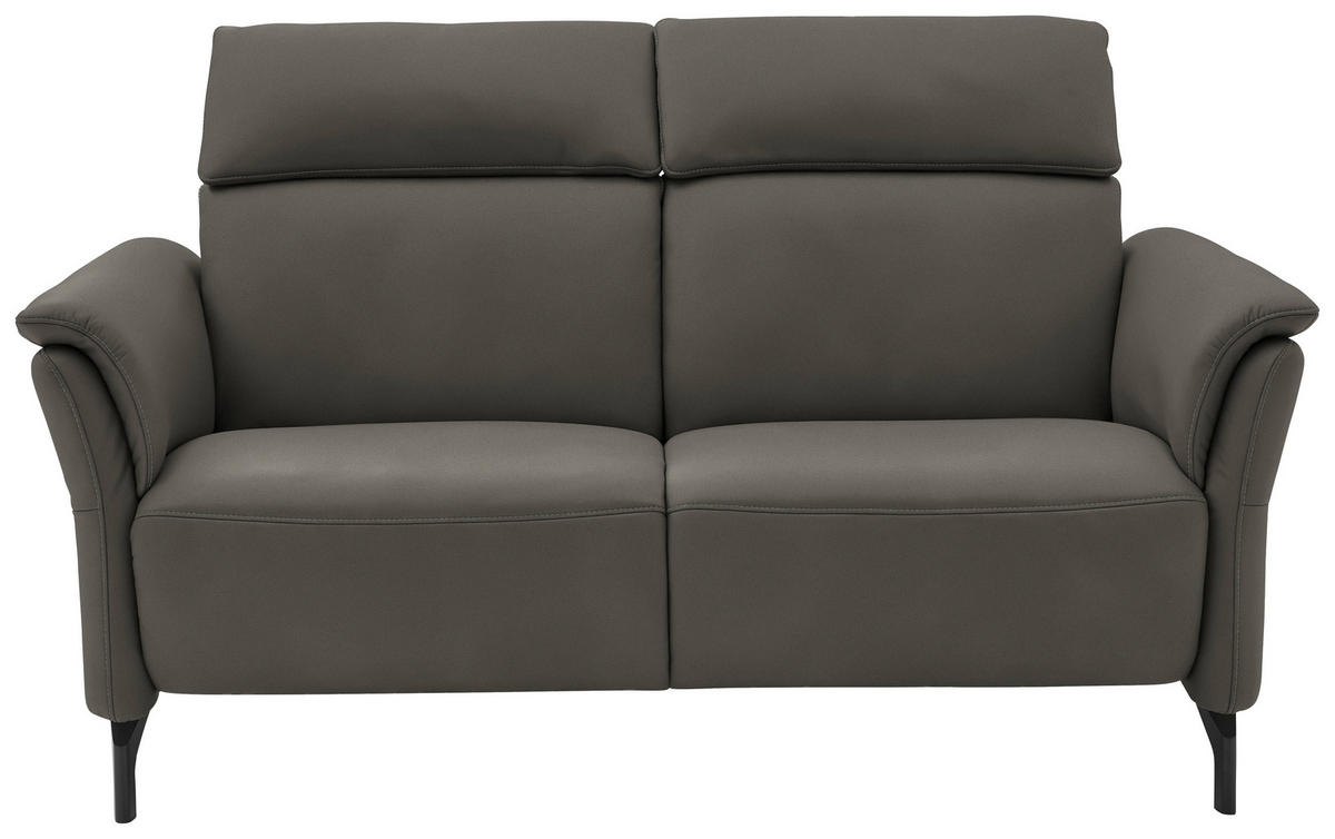 2-SITZER-SOFA Dunkelgrau Echtleder  - Dunkelgrau/Schwarz, KONVENTIONELL, Leder/Metall (178/103/92cm) - Dieter Knoll