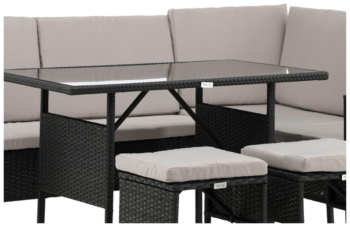 DINING-LOUNGESET  - Schwarz/Grau, KONVENTIONELL, Kunststoff - Gardenson
