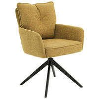 ARMLEHNSTUHL  in Eisen Leinenoptik  - Gelb/Schwarz, Design, Textil/Metall (61/90/67cm) - Novel