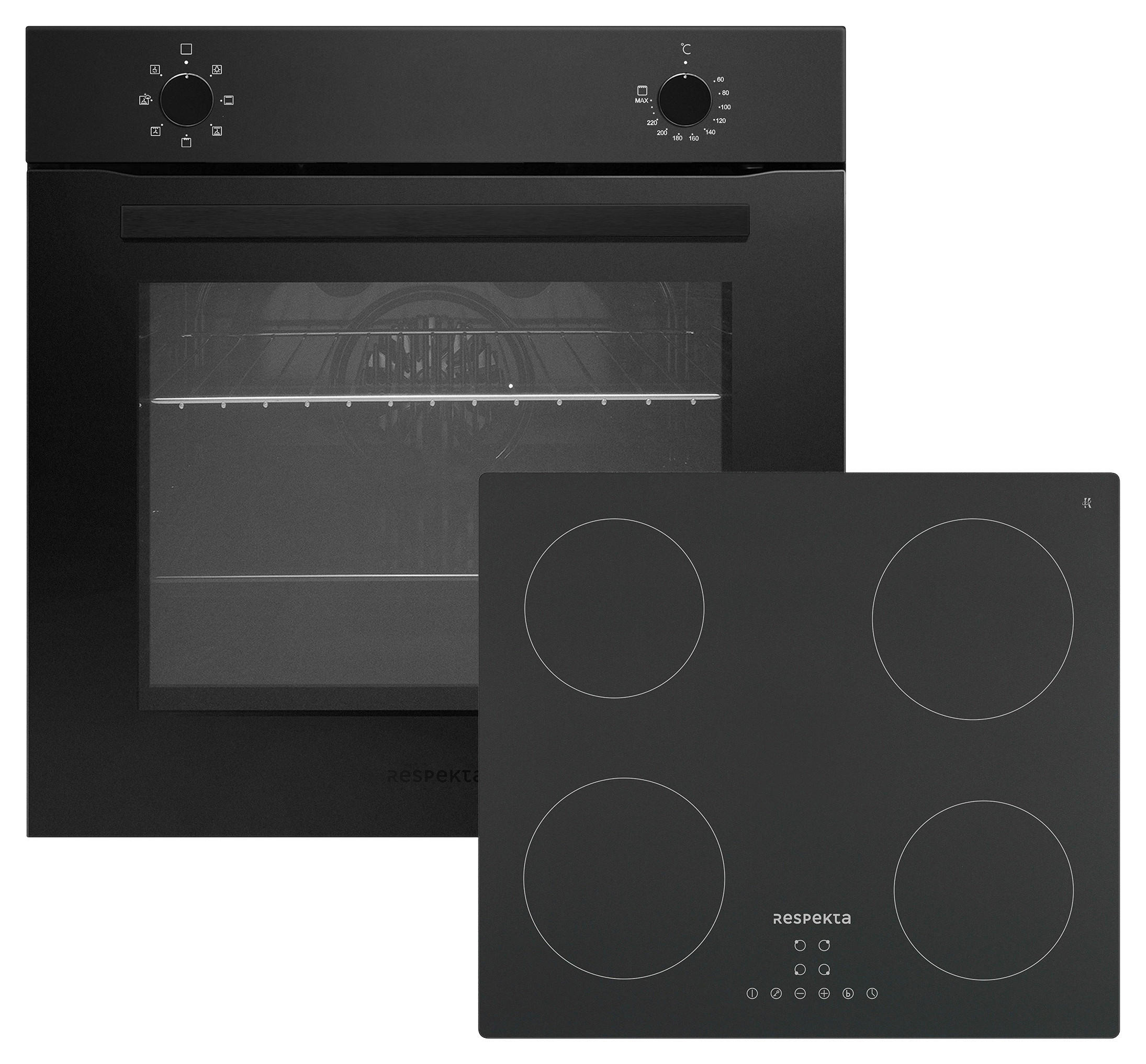 HERDSET ASET121M4295IM  - Schwarz, Basics, Glas/Metall (59,5/65,5/52,1cm) - Respekta