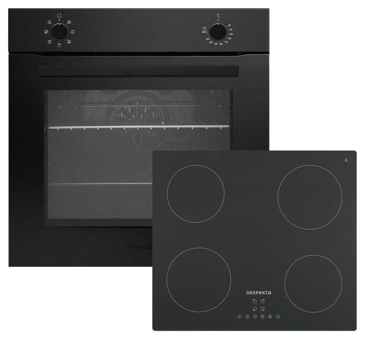 HERDSET ASET121M4295IM  - Schwarz, Basics, Glas/Metall (59,5/65,5/52,1cm) - Respekta