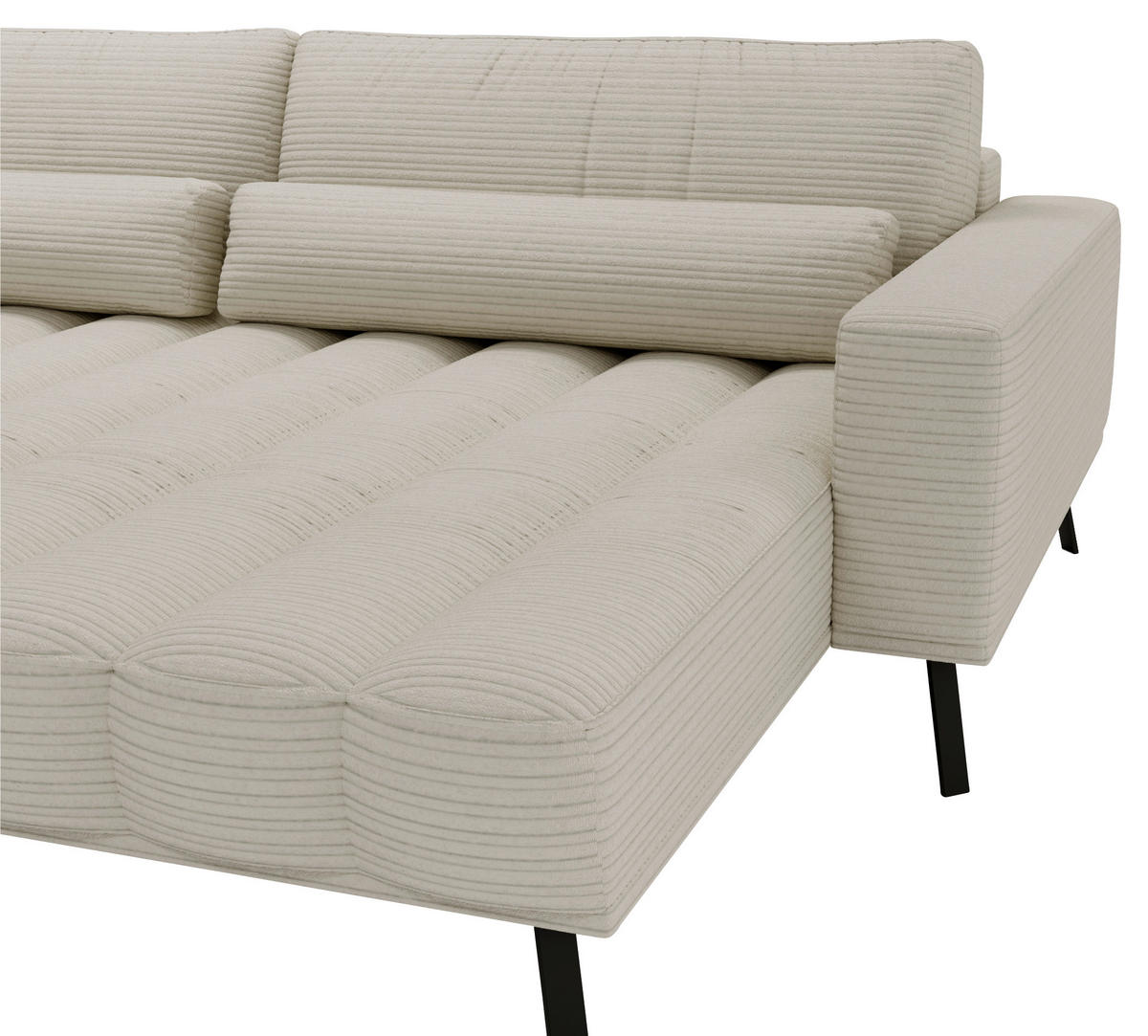 ECKSOFA in Cord Naturfarben  291/204 cm  - Schwarz/Naturfarben, Design, Textil/Metall (291/204cm) - Lomoco