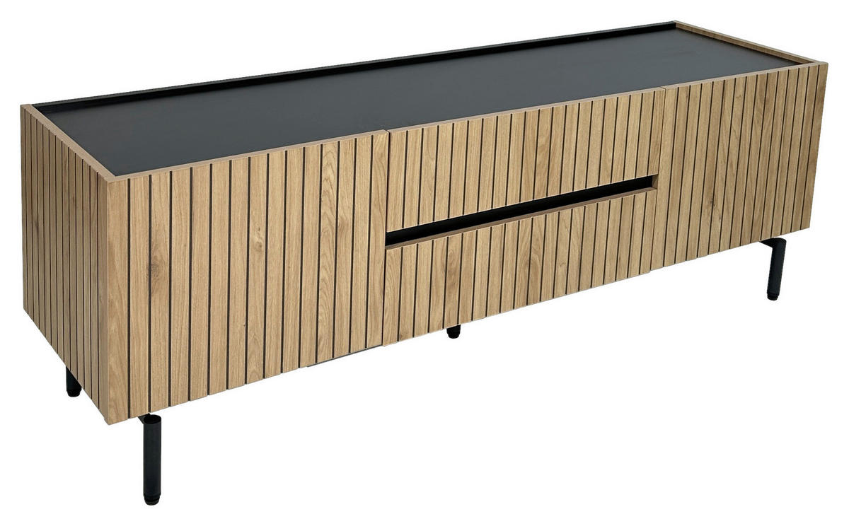 LOWBOARD LINO  in 150/50/40 cm  - Eichefarben/Schwarz, Design, Holzwerkstoff/Metall (150/50/40cm) - Xora