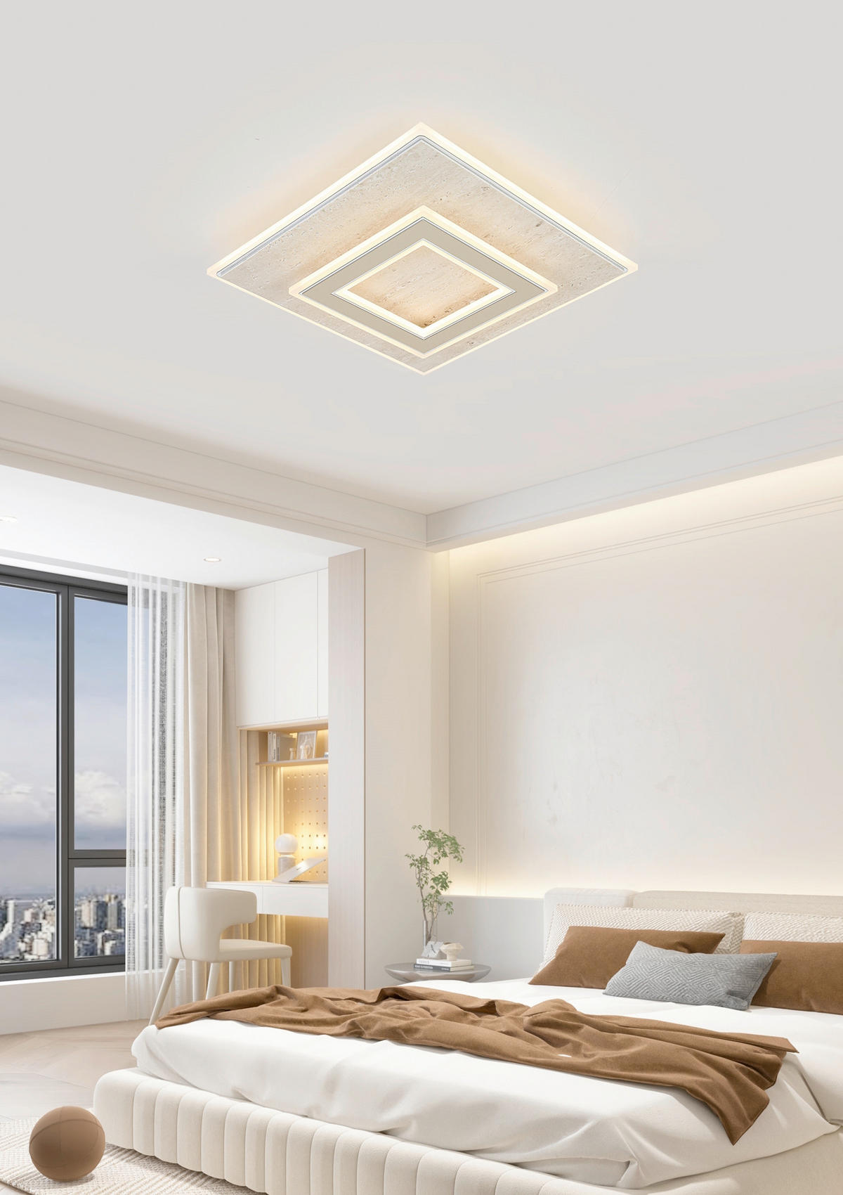 DECKENLEUCHTE 40/40/7,5 cm  - Champagner, Trend, Kunststoff/Metall (40/40/7,5cm) - Collett's Monde