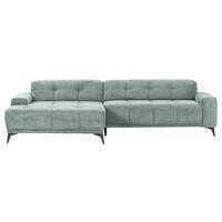 ECKSOFA Mintgrün Cord Rücken echt, Sitzvorzug  - Schwarz/Mintgrün, KONVENTIONELL, Textil/Metall (165/295cm) - Carryhome