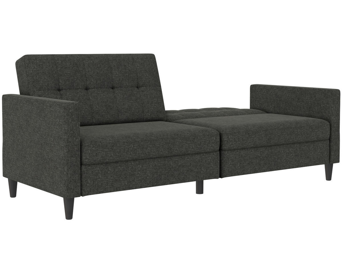SCHLAFSOFA HANNOVER in Webstoff, Leinenoptik Anthrazit Vintage, Skandinavisch, Modern  - Anthrazit/Schwarz, Basics, Kunststoff/Textil (203/82/83cm) - Livetastic