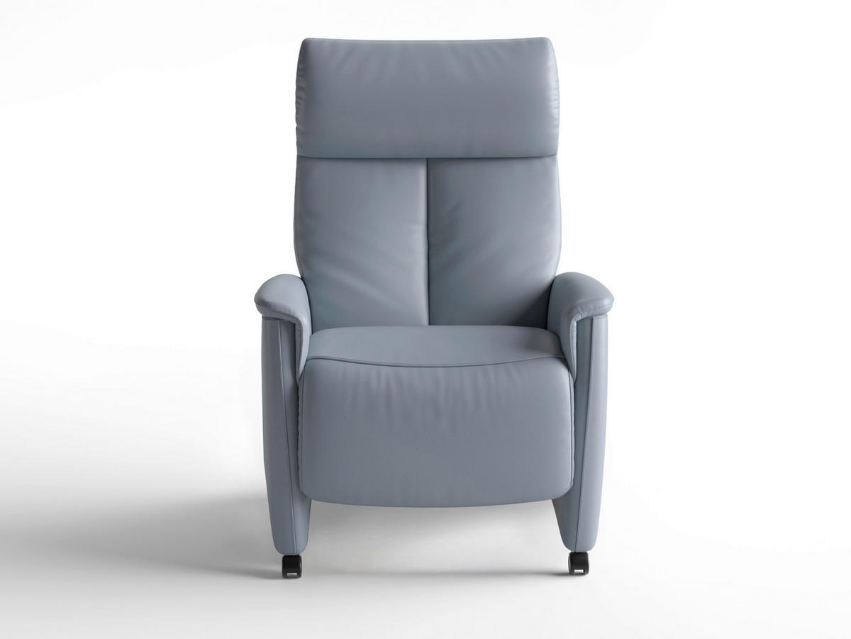 RELAXAČNÉ KRESLO, koža, sivomodrá - čierna/sivomodrá, Basics, koža/plast (76/112/84cm) - Sit & More