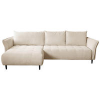 ECKSOFA Struktur, Plüsch Creme  - Creme/Schwarz, Trend, Textil (160/290cm) - MID.YOU