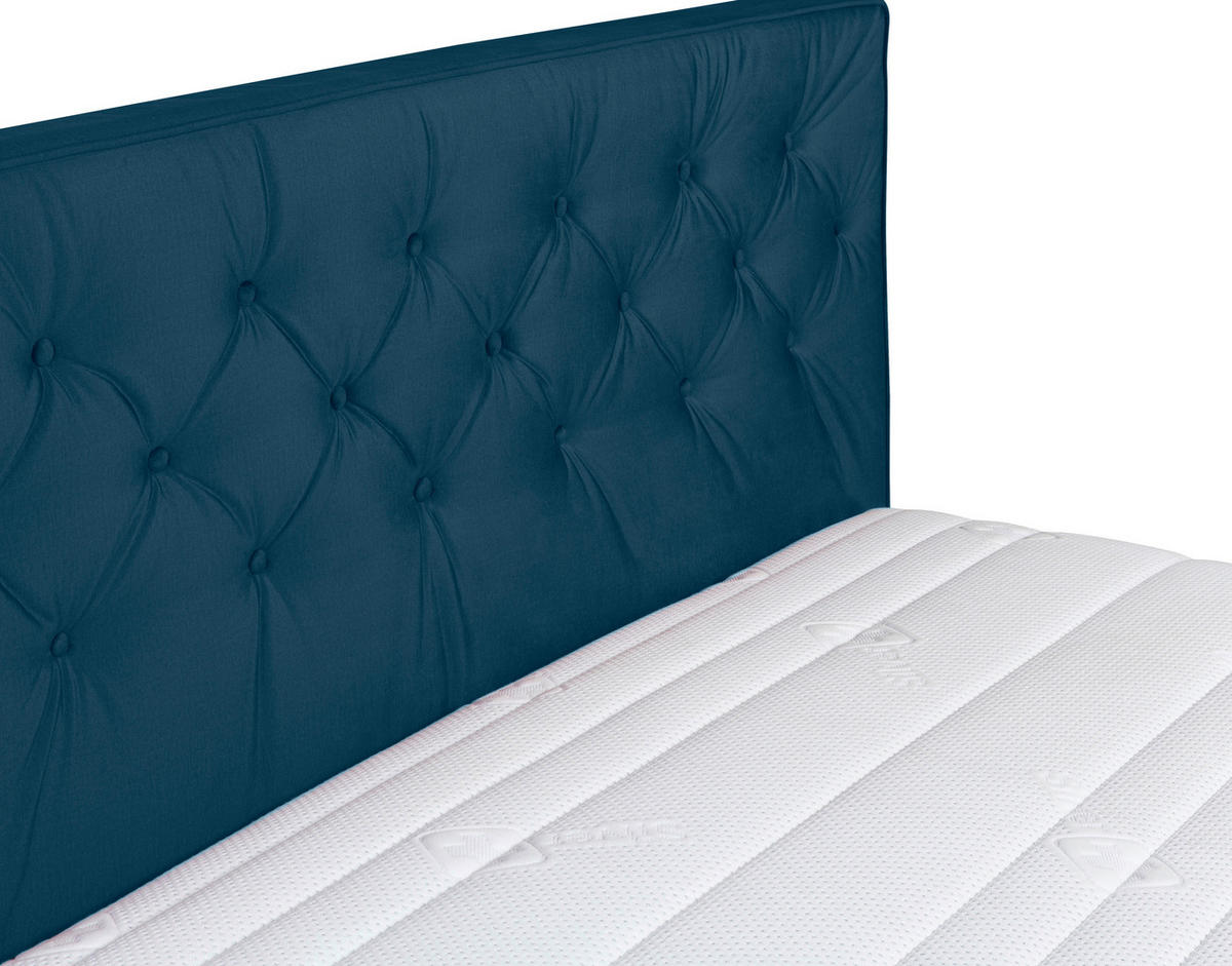POLSTERBETT 140/200 cm  in Dunkelblau  - Chromfarben/Kernbuche, Modern, Holz/Textil (140/200cm) - MID.YOU