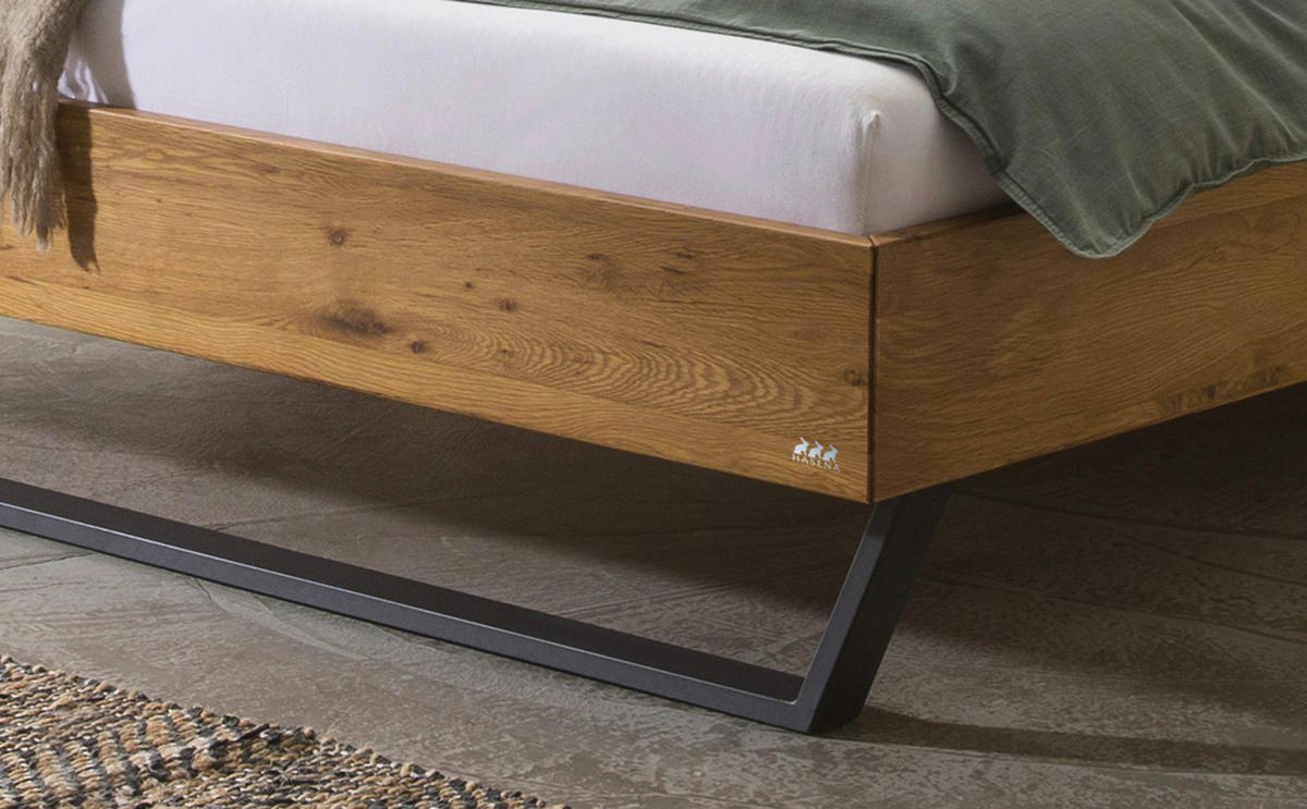 BETT 140/200 cm  in Anthrazit, Wildeiche  - Wildeiche/Anthrazit, KONVENTIONELL, Holz/Textil (140/200cm) - Hasena