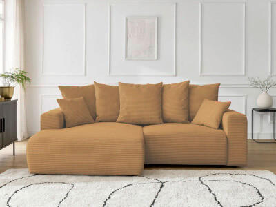 ECKSOFA Ottomane links  ATILLA Gelb Cord  - Gelb/Schwarz, MODERN, Kunststoff/Textil (149/244cm)