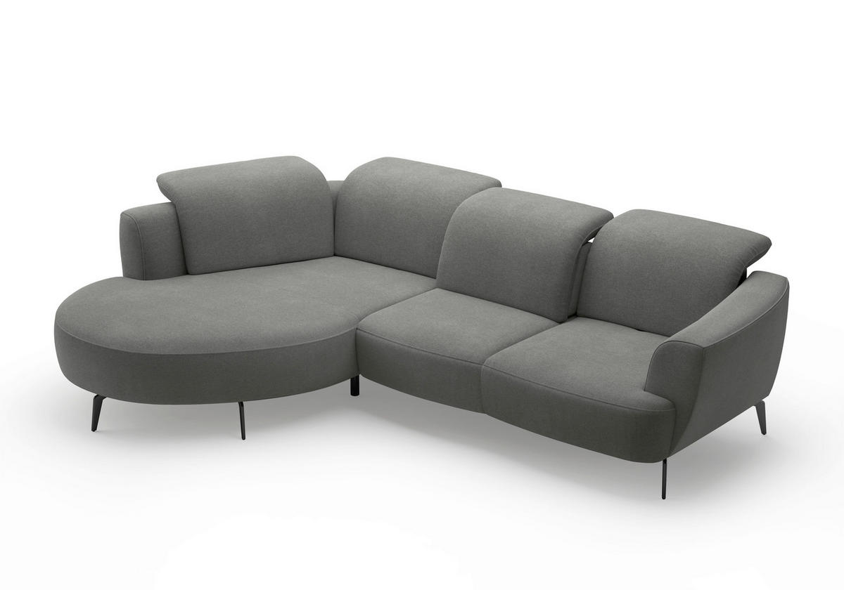 ECKSOFA in Mikrofaser Schlammfarben  - Schlammfarben/Schwarz, Konventionell, Textil/Metall (199/309cm) - Sit & More