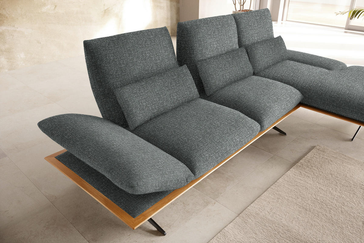 ECKSOFA in Flachgewebe Grau  - Schwarz/Grau, Design, Holz/Textil (314/159cm) - Dieter Knoll