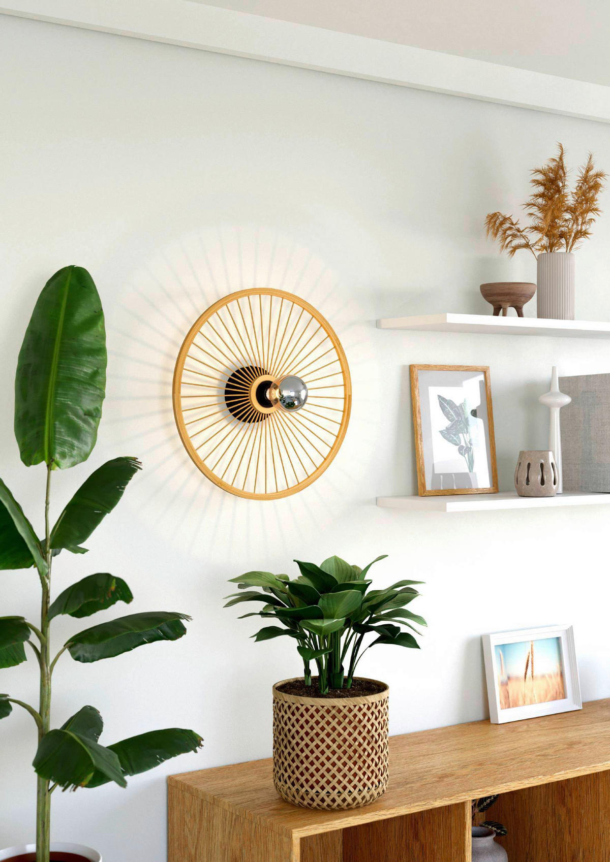 DECKENLEUCHTE  45/9 cm    - Schwarz/Naturfarben, Natur, Holz/Metall (45/9cm) - Eglo