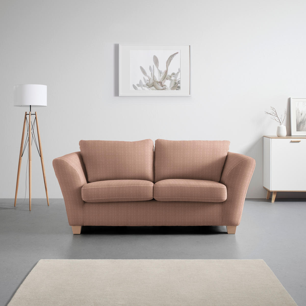 2-SITZER-SOFA in Cord Altrosa  - Altrosa/Naturfarben, Holz/Textil (190/70-85/95cm) - MID.YOU