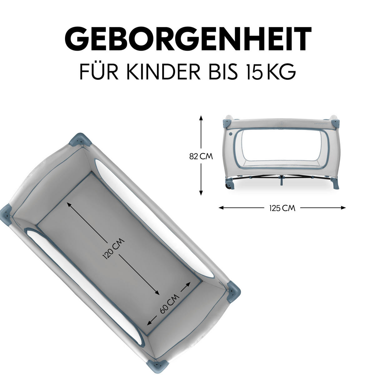 REISEBETT Sleep N Go Plus inkl. Sleeper Matratze Beige, Pastellblau  - Pastellblau/Beige, Basics, Kunststoff/Textil (69/82/125cm) - Hauck