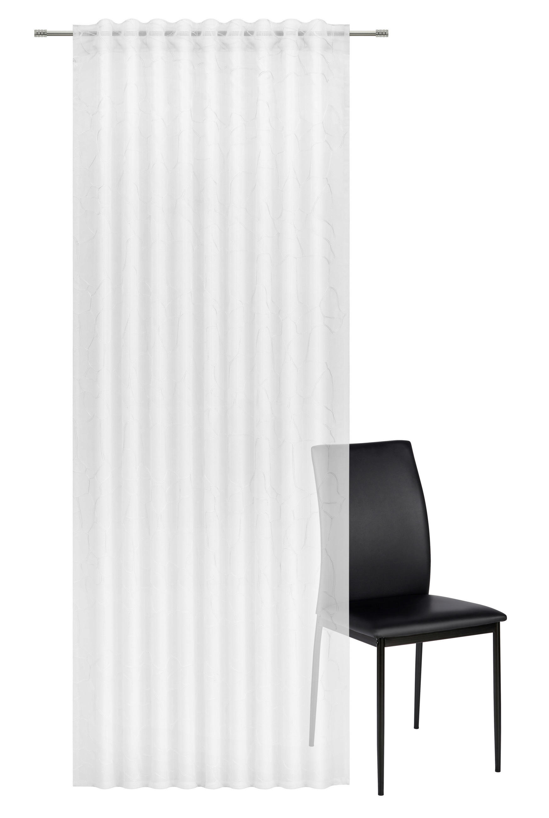 Thumbnail - Esposa Fertigvorhang Stone, Weiß, Textil, Kreise, 140x245 cm, für Stange und Schiene geeignet, mit Kombiband, Wohntextil...