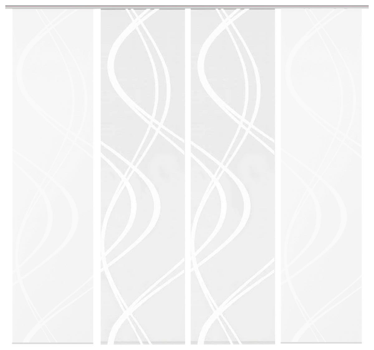 FLÄCHENVORHANG TIBERIO, 4-TLG. in Weiß halbtransparent  - Weiß, MODERN, Textil (60/245cm)