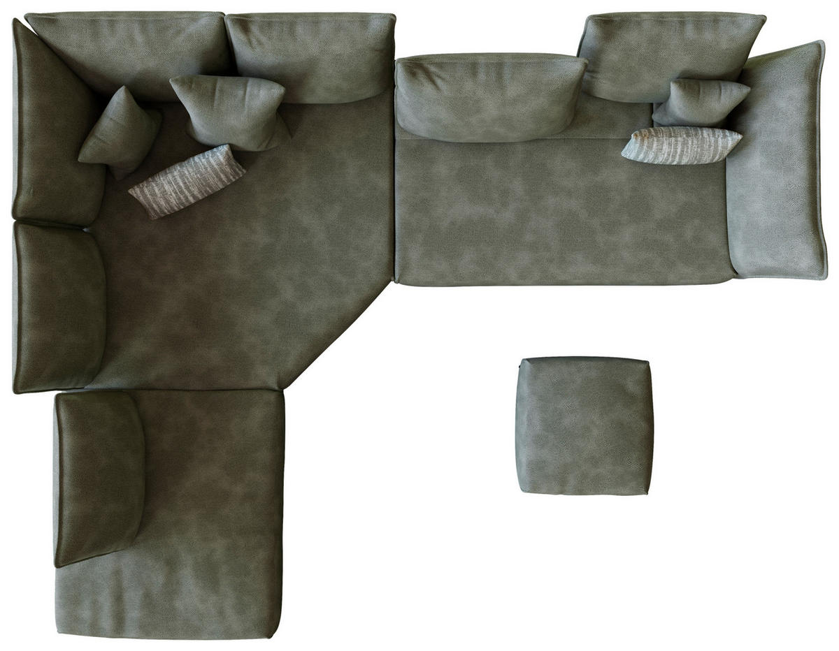 ECKSOFA Chenille, Flachgewebe Grün  - Schwarz/Grün, Modern, Textil/Metall (272/340cm) - W.Schillig
