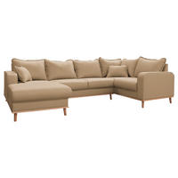 WOHNLANDSCHAFT Sandfarben  - Sandfarben/Wengefarben, Design, Holz/Textil (170/296/167cm) - Livetastic