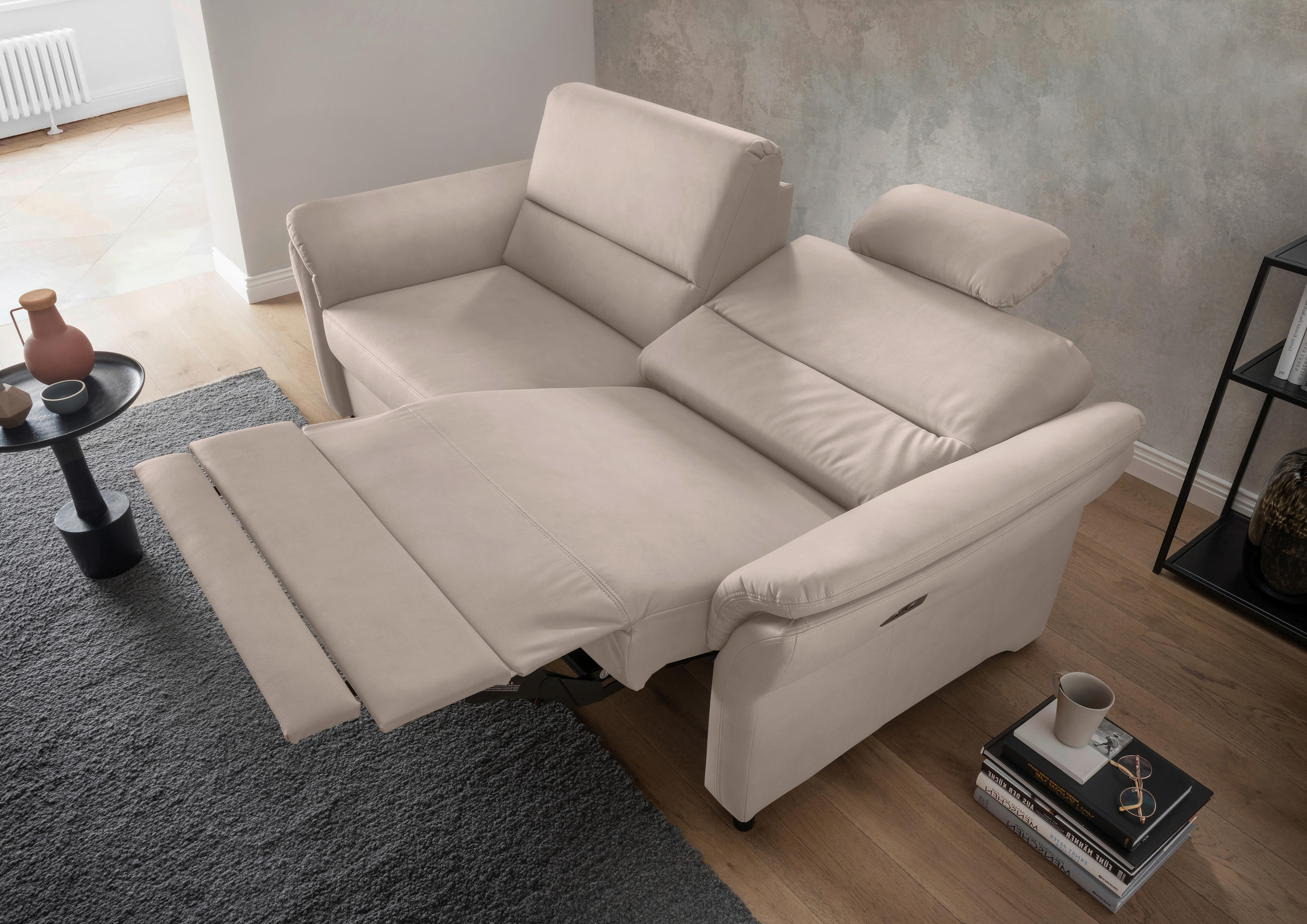 3-SITZER-SOFA in Lederlook Beige  - Beige/Schwarz, MODERN, Holz/Textil (192/90/89cm) - Livetastic