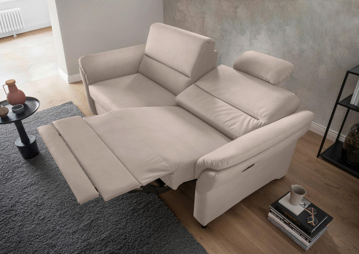 3-SITZER-SOFA Lederlook Beige  - Beige/Schwarz, MODERN, Holz/Textil (192/90/89cm) - Livetastic