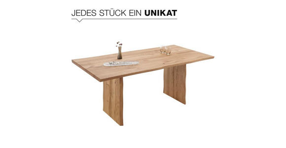 ESSTISCH 180/90/75 cm Wildeiche massiv Holz Eichefarben rechteckig  - Eichefarben, Design, Holz (180/90/75cm) - Linea Natura