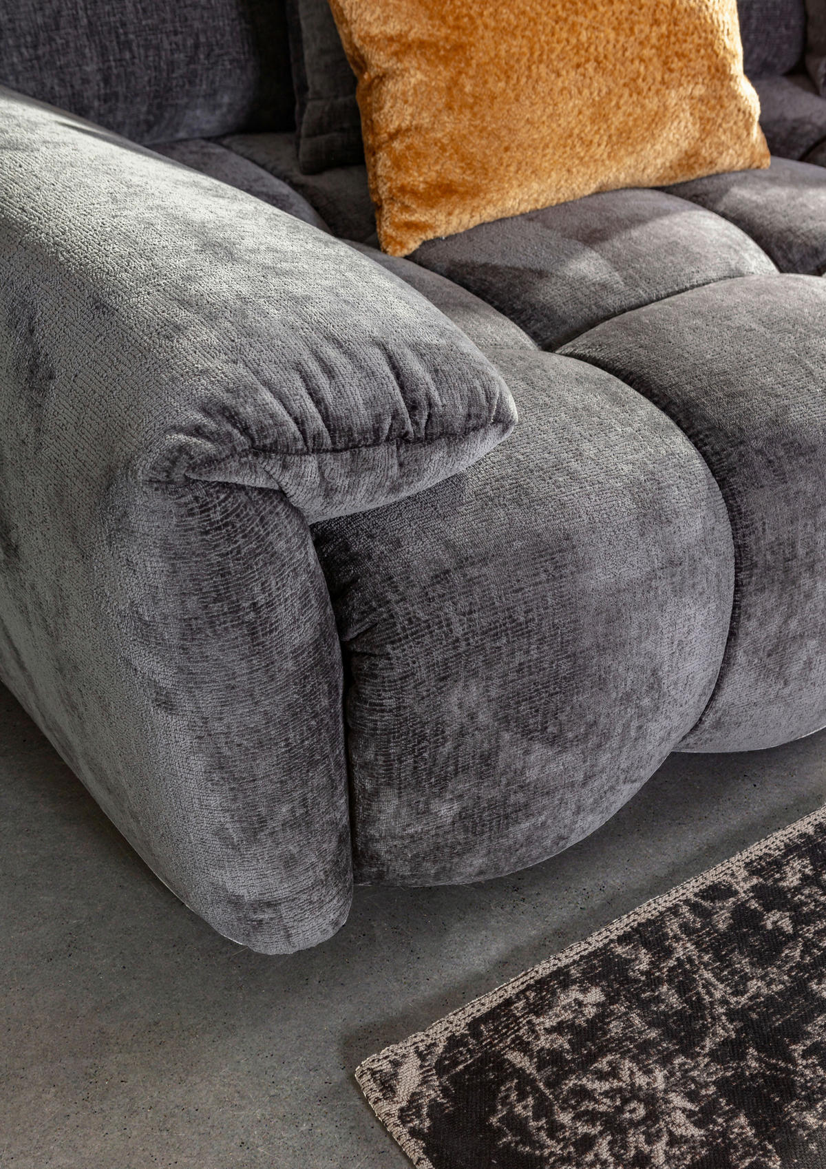 BIG SOFFA i chenille antracit  - svart/antracit, Design, textil/plast (265/67/130cm) - home24