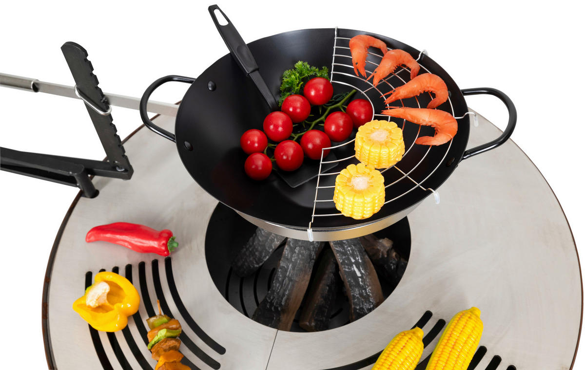 FEUERSCHALE  - Edelstahlfarben/Rostfarben, Design, Metall (80/80/48cm) - Nouvel