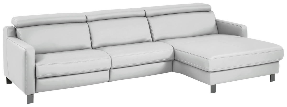 ECKSOFA in Echtleder Weiss  - Weiss/Schwarz, Design, Leder/Metall (291/176cm) - Valdera