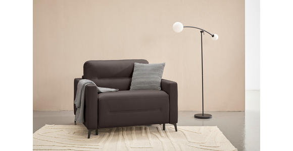 SCHLAFSESSEL Echtleder Dunkelbraun Liegefunktion {item.attr(124-153'),[ ]} - Dunkelbraun/Schwarz, Design, Leder/Metall (115/89/97cm) - Novel