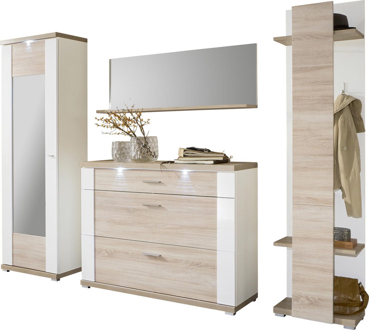 SCHUHKIPPER  in 129/108/42 cm  - Chromfarben/Eichefarben, Design, Holzwerkstoff (129/108/42cm) - Xora