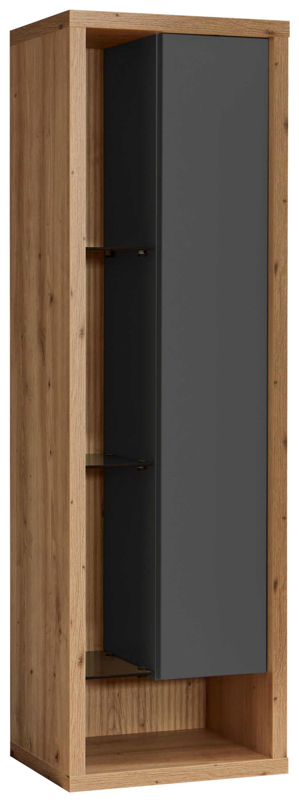 HÄNGEVITRINE Grau, Eiche Artisan  40/129/32 cm  - Eiche Artisan/Grau, Design, Glas/Holzwerkstoff (40/129/32cm) - Stylife