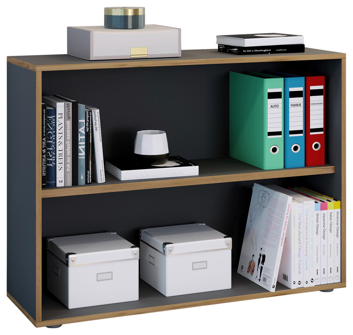 AKTENREGAL 100/74/33 cm  - Honigeiche/Anthrazit, Design, Holzwerkstoff/Kunststoff (100/74/33cm) - P & B