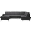 WOHNLANDSCHAFT Dunkelgrau Cord  - Dunkelgrau/Schwarz, KONVENTIONELL, Textil/Metall (167/317/185cm) - Stylife