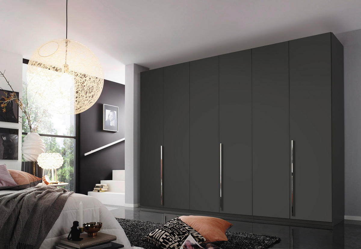 DREHTÜRENSCHRANK 301/223/60 cm 6-türig Graphitfarben  - Chromfarben/Graphitfarben, Design, Holzwerkstoff/Metall (301/223/60cm) - home24