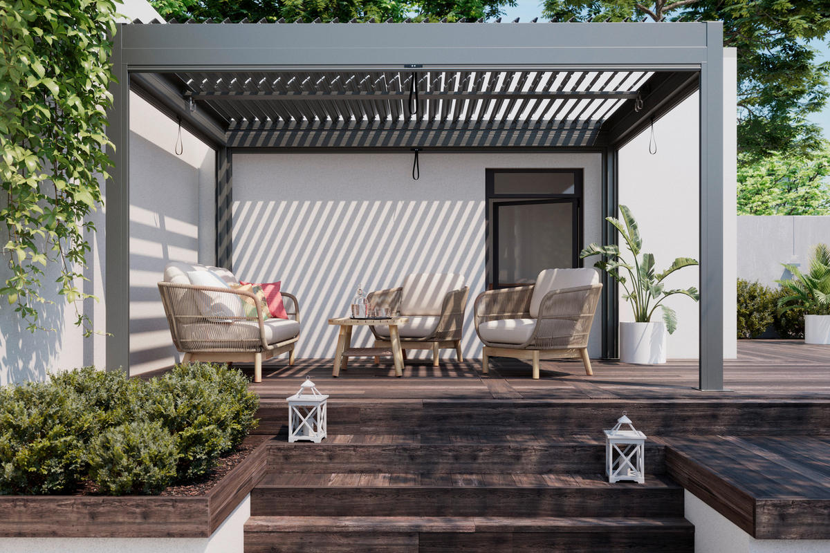 Pavilon szúnyoghálóval 299/231/299 cm  - antracit/sötétszürke, Design, textil/fém (299/231/299cm) - Amatio