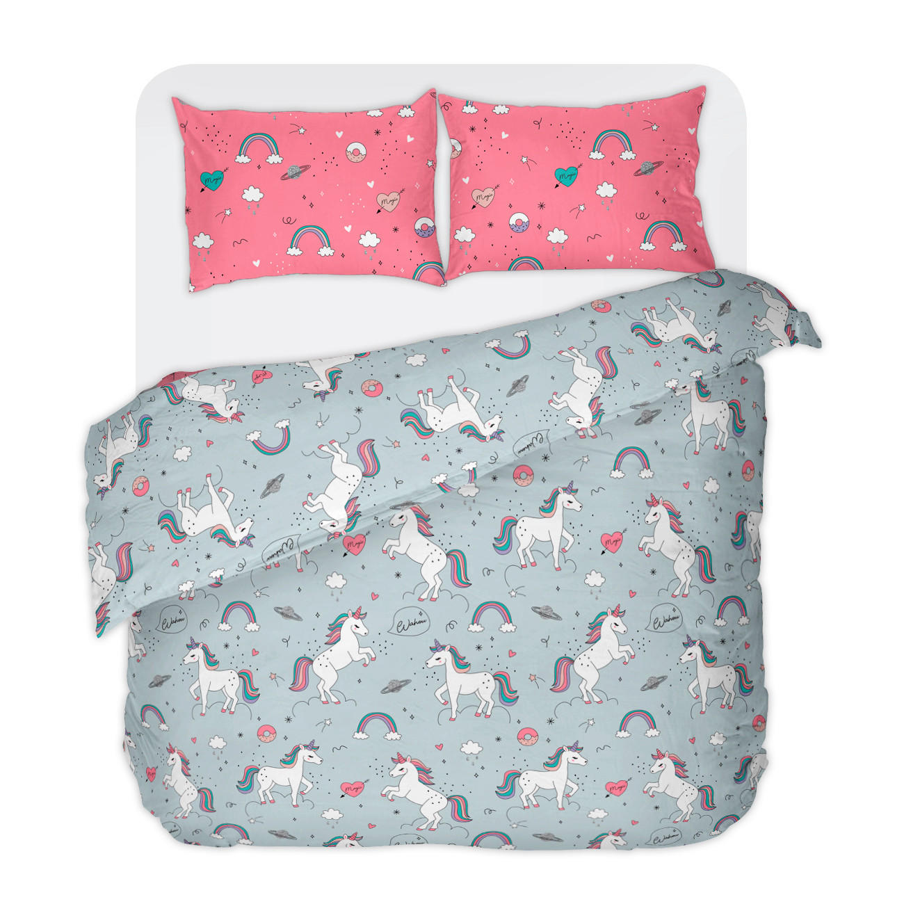 LENJERIE DE PAT 200/220 cm  - roz aprins/gri, Basics, textil (200/220cm)