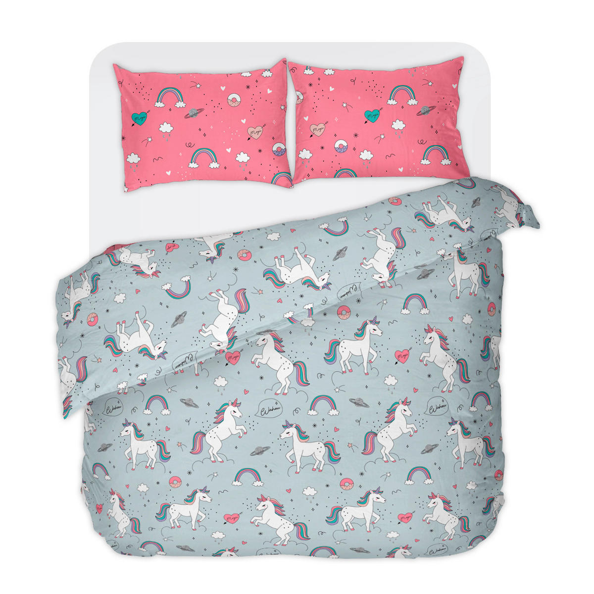 LENJERIE DE PAT 200/220 cm  - roz aprins/gri, Basics, textil (200/220cm)