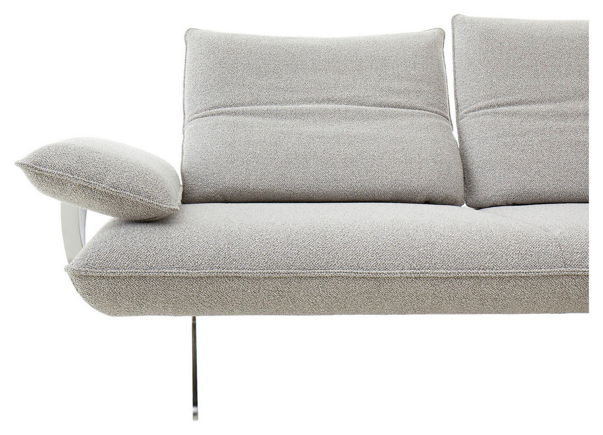 ECKSOFA in Flachgewebe Grau  - Edelstahlfarben/Grau, Design, Textil/Metall (316/161cm) - Koinor