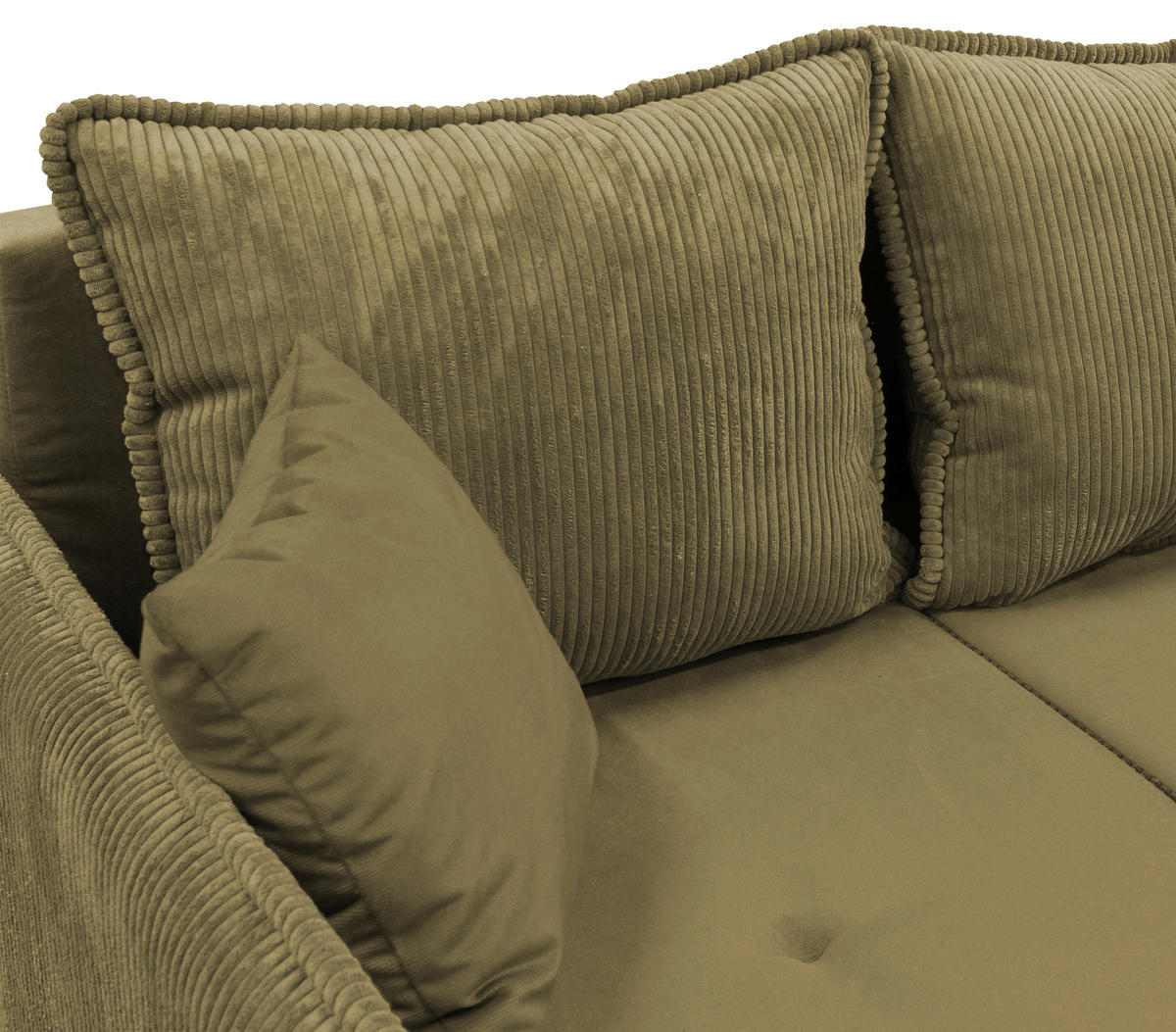 ECKSOFA TEDDY in Cord, Bouclé Grün  142/215 cm  - Naturfarben/Grün, Design, Holz/Textil (142/215cm) - MID.YOU