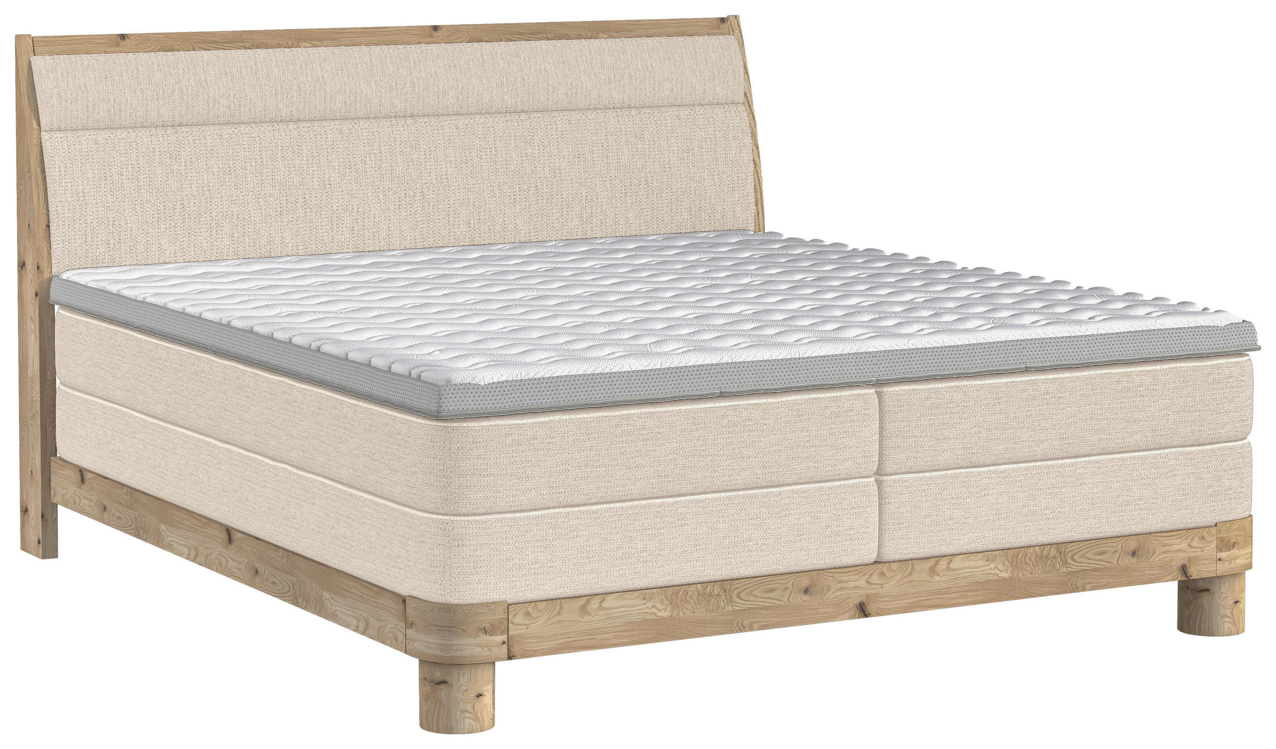 BOXSPRINGBETT 180/200 cm  in Beige  - Eichefarben/Beige, Konventionell, Holz/Textil (180/200cm) - Valnatura