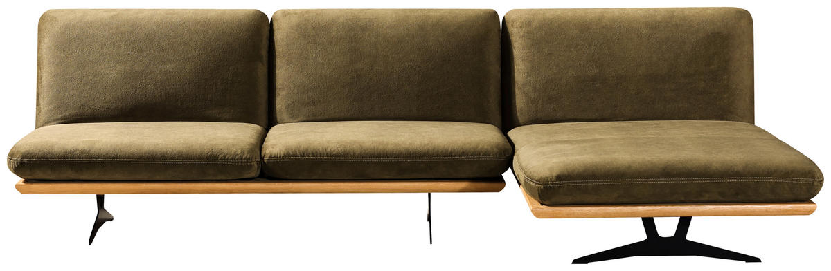 SCHLAFSOFA in Holz, Textil Grün, Eichefarben  - Eichefarben/Beige, Design, Holz/Textil (204/92/90cm) - Dieter Knoll