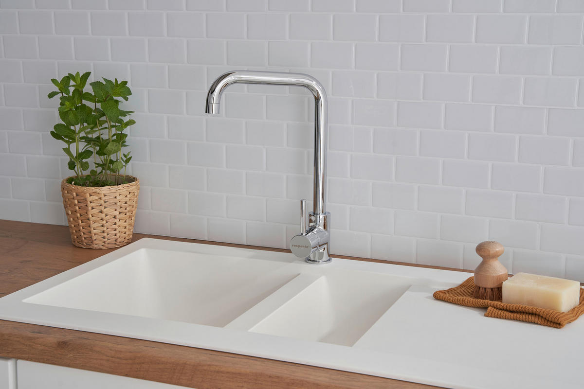 SPÜLE 1712DENVER100X50W  - Weiß, Trend, Glas/Kunststoff (100/20/50cm) - Respekta