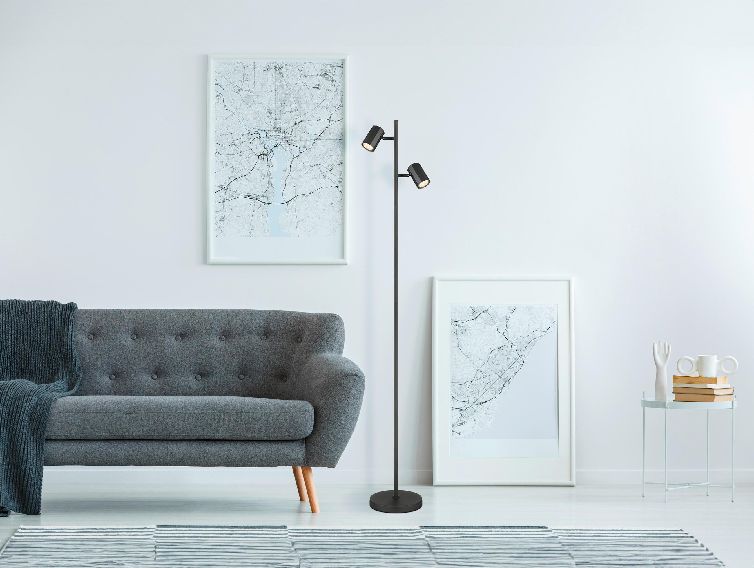 LAMPADAR - gri, Design, metal (27/22/158cm) - Globo