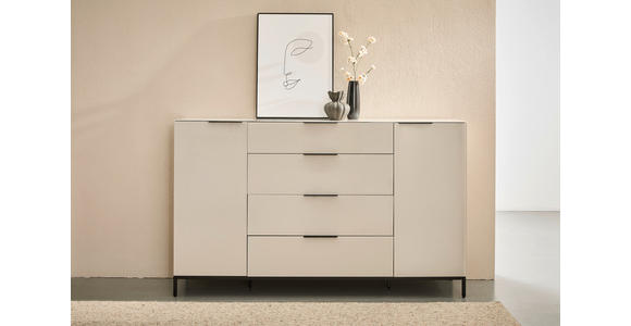 SIDEBOARD  180/99,7/42 cm 4 Schublade(n)  - Kaschmir/Schwarz, Design, Glas/Holzwerkstoff (180/99,7/42cm) - Novel