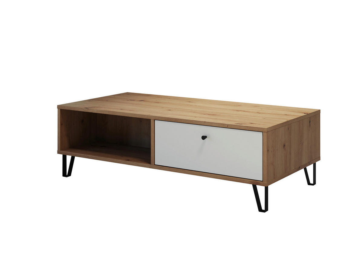 COUCHTISCH 110/60/37 cm TOUCH rechteckig Eiche Artisan, Weiß  - Schwarz/Weiß, Design, Holzwerkstoff/Kunststoff (110/60/37cm) - MID.YOU