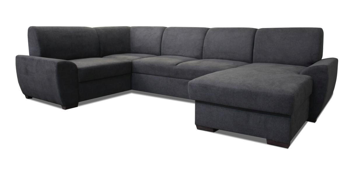 WOHNLANDSCHAFT Dunkelgrau Struktur  - Dunkelgrau/Dunkelbraun, Design, Kunststoff/Textil (190/310/160cm) - Livetastic